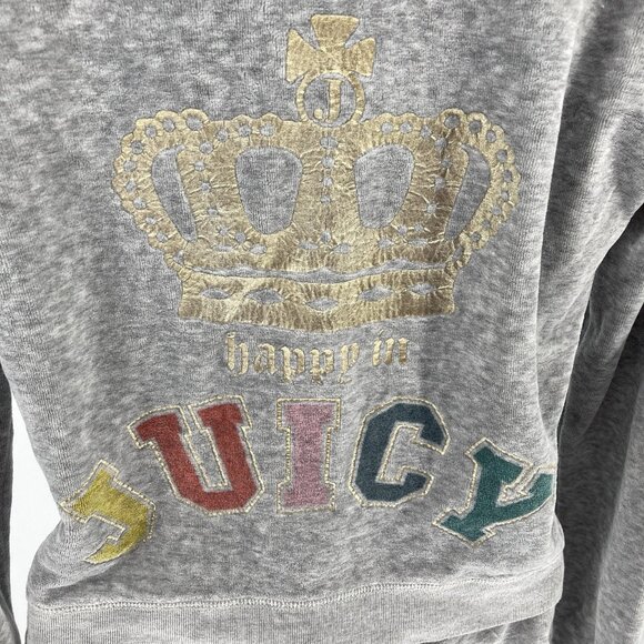 Vintage Y2K Juicy Couture Tracksuit Set Sz Medium Large Gray Pants Zip Up Jacket - Picture 12 of 16